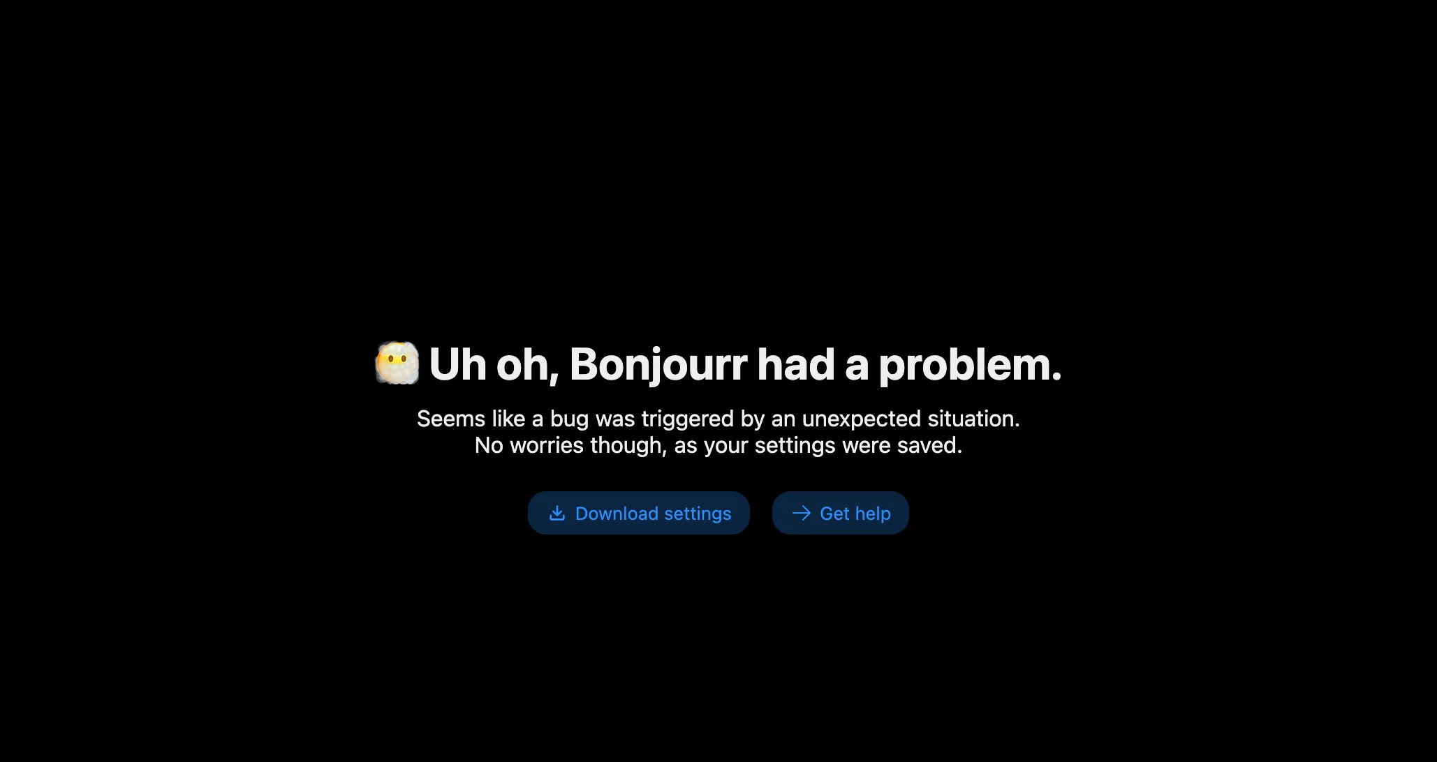 What Bonjourr looks like when it crashes