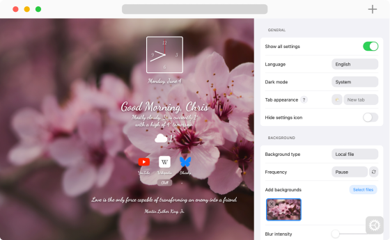 A screenshot of a highly customized bonjourr page