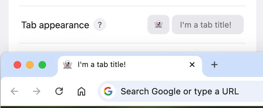 Bonjourr's tab appearance settings