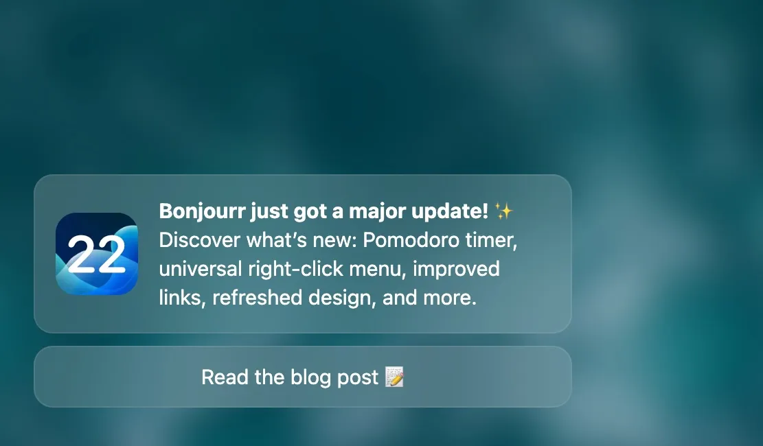 The update notification in action