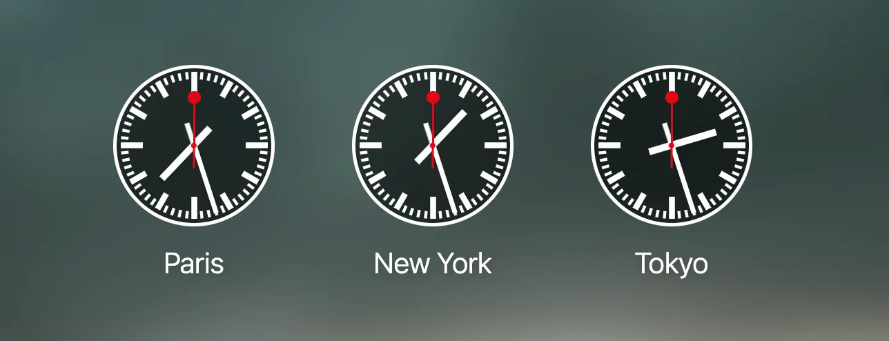 Bonjourr's world clock feature