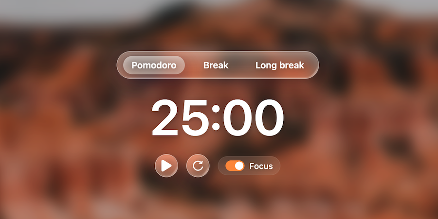 Le widget Pomodoro