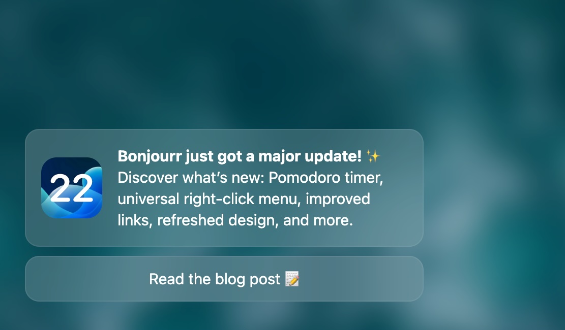 The update notification in action