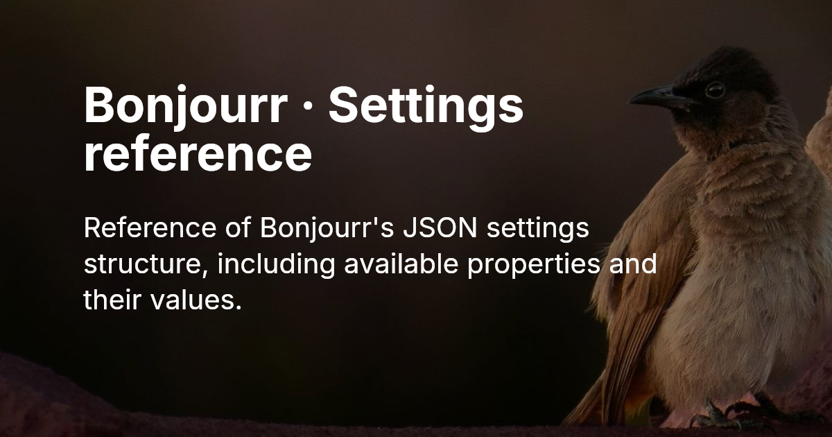 Settings reference | Bonjourr's Documentation